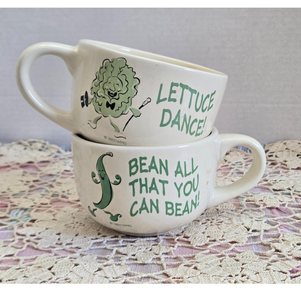 Unique Vegetable Pun Soup and Sandwich Set 4pc Excellent 2003 Retro Kitsch